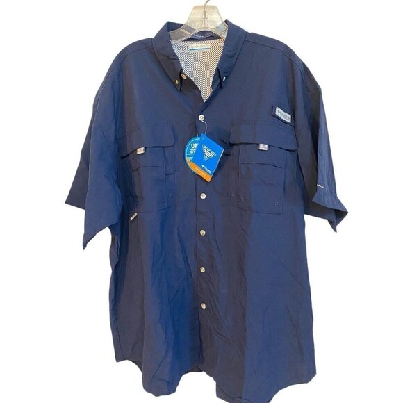 Columbia NWT Bahama PFG Omni-Shade 50 UPF Sun Protect Fishing Shirt Size 1X Blue - Picture 1 of 4